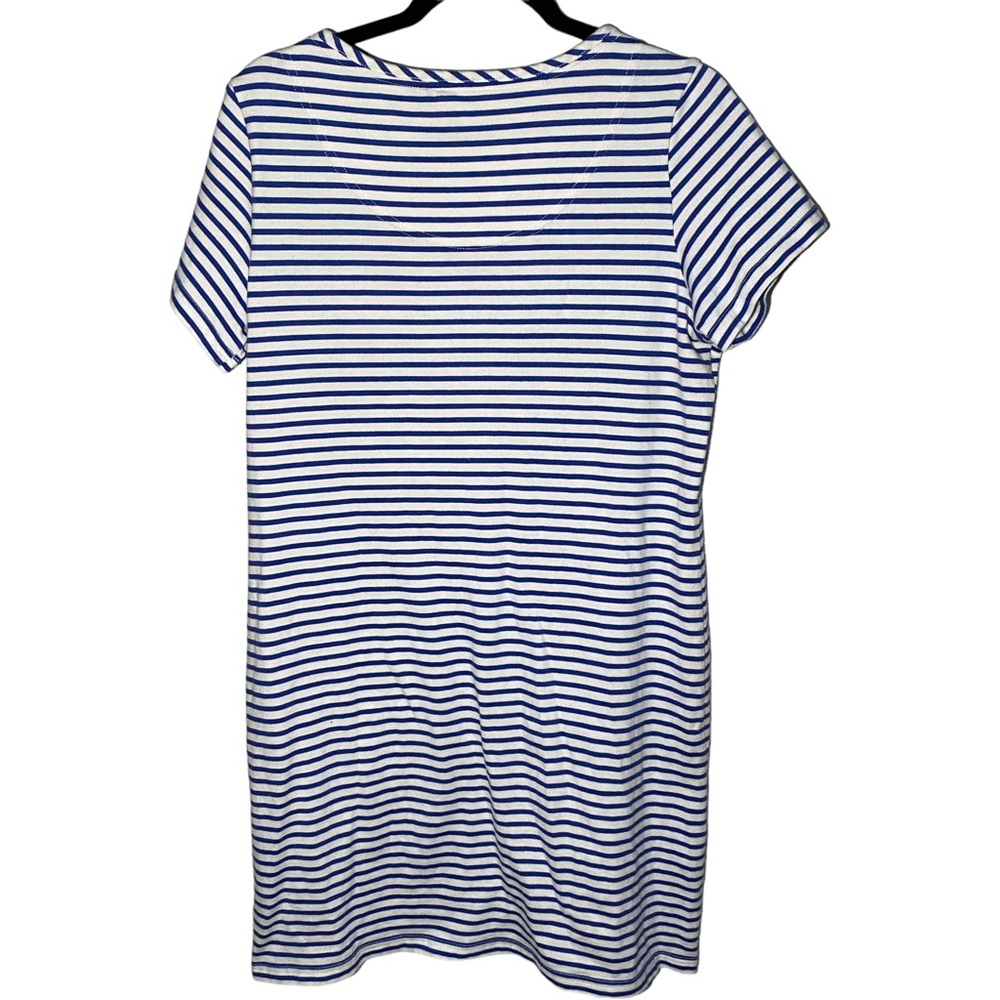 Joules Women's Size 10 Striped Short Sleeve Riviera Blue White Casual Dress - Picture 5 of 8